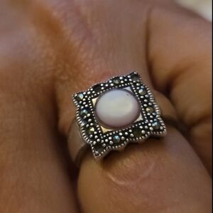 10k Stmpd Square Thick Lace Framed Soolod White Gold Old Ring 7 428 AU